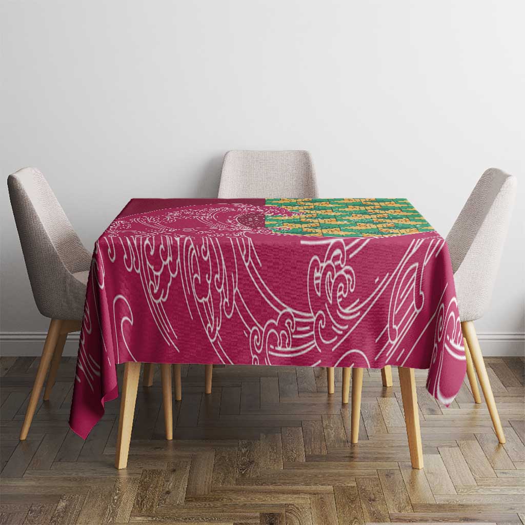 Japanese Bishamon-Kikkou Pattern Tablecloth Water Pillar Silent River Flow - Wonder Print Shop