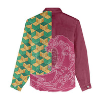 Japanese Bishamon-Kikkou Pattern Women Casual Shirt Water Pillar Silent River Flow - Wonder Print Shop