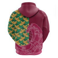 Japanese Bishamon-Kikkou Pattern Zip Hoodie Water Pillar Silent River Flow - Wonder Print Shop