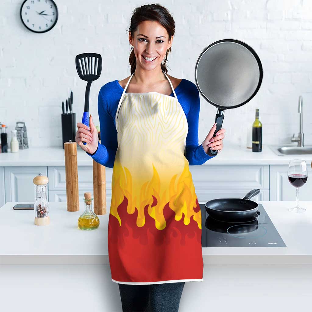 Japanese Kaen Pattern Apron Flame Pillar Blazing Lion Heart - Wonder Print Shop