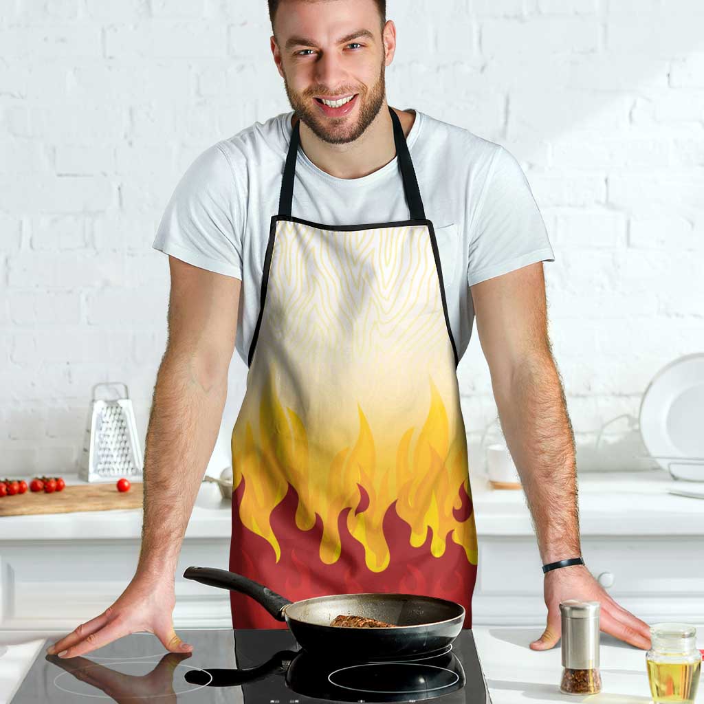 Japanese Kaen Pattern Apron Flame Pillar Blazing Lion Heart - Wonder Print Shop