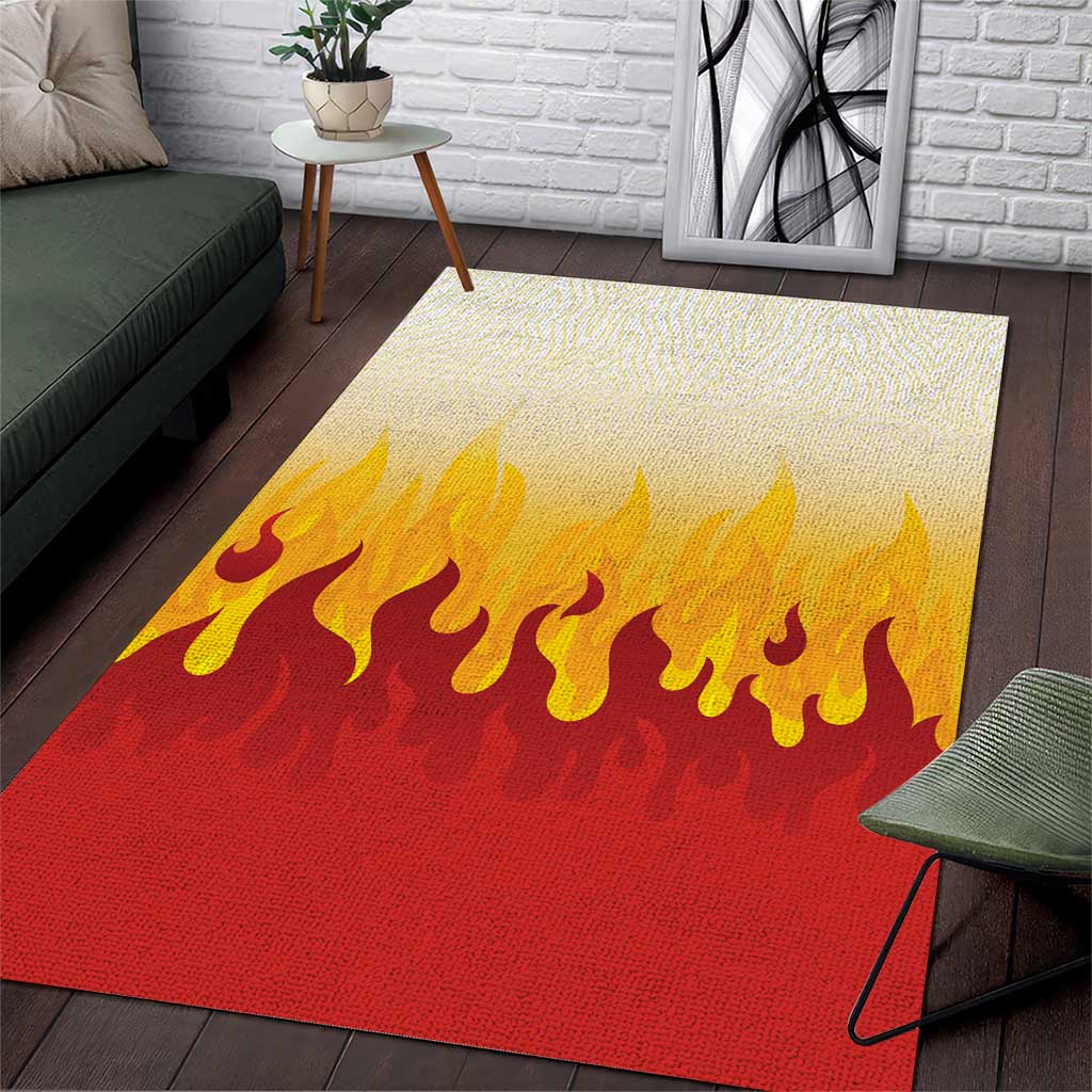 Japanese Kaen Pattern Area Rug Flame Pillar Blazing Lion Heart - Wonder Print Shop