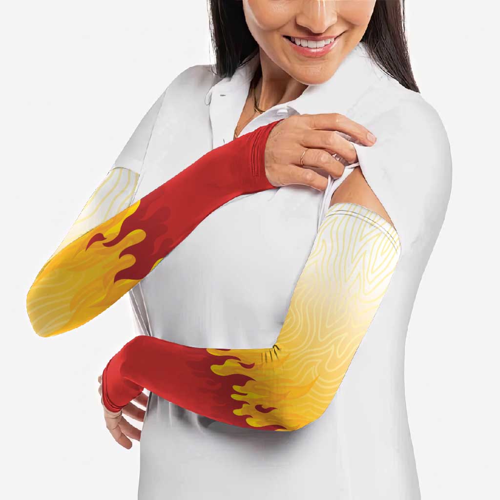 Japanese Kaen Pattern Arm Sleeves Flame Pillar Blazing Lion Heart - Wonder Print Shop