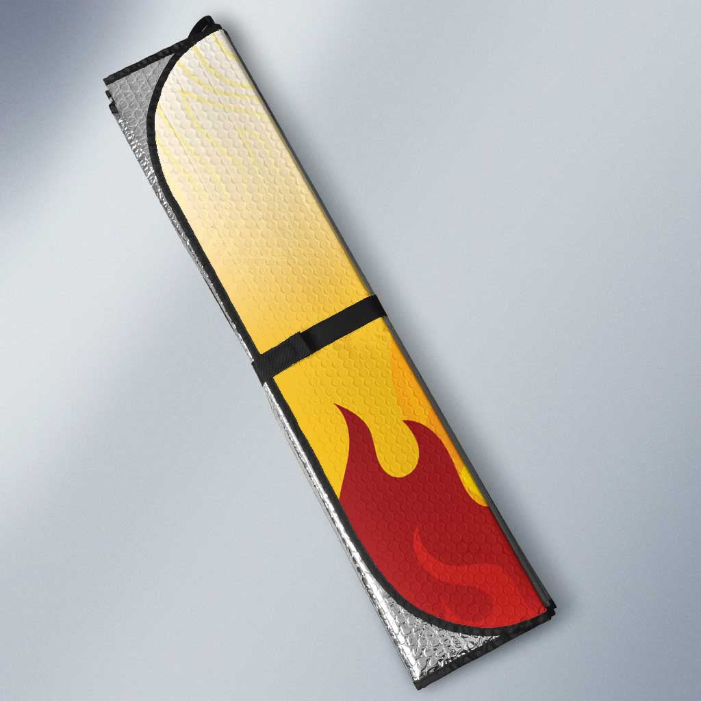 Japanese Kaen Pattern Auto Sun Shade Flame Pillar Blazing Lion Heart - Wonder Print Shop