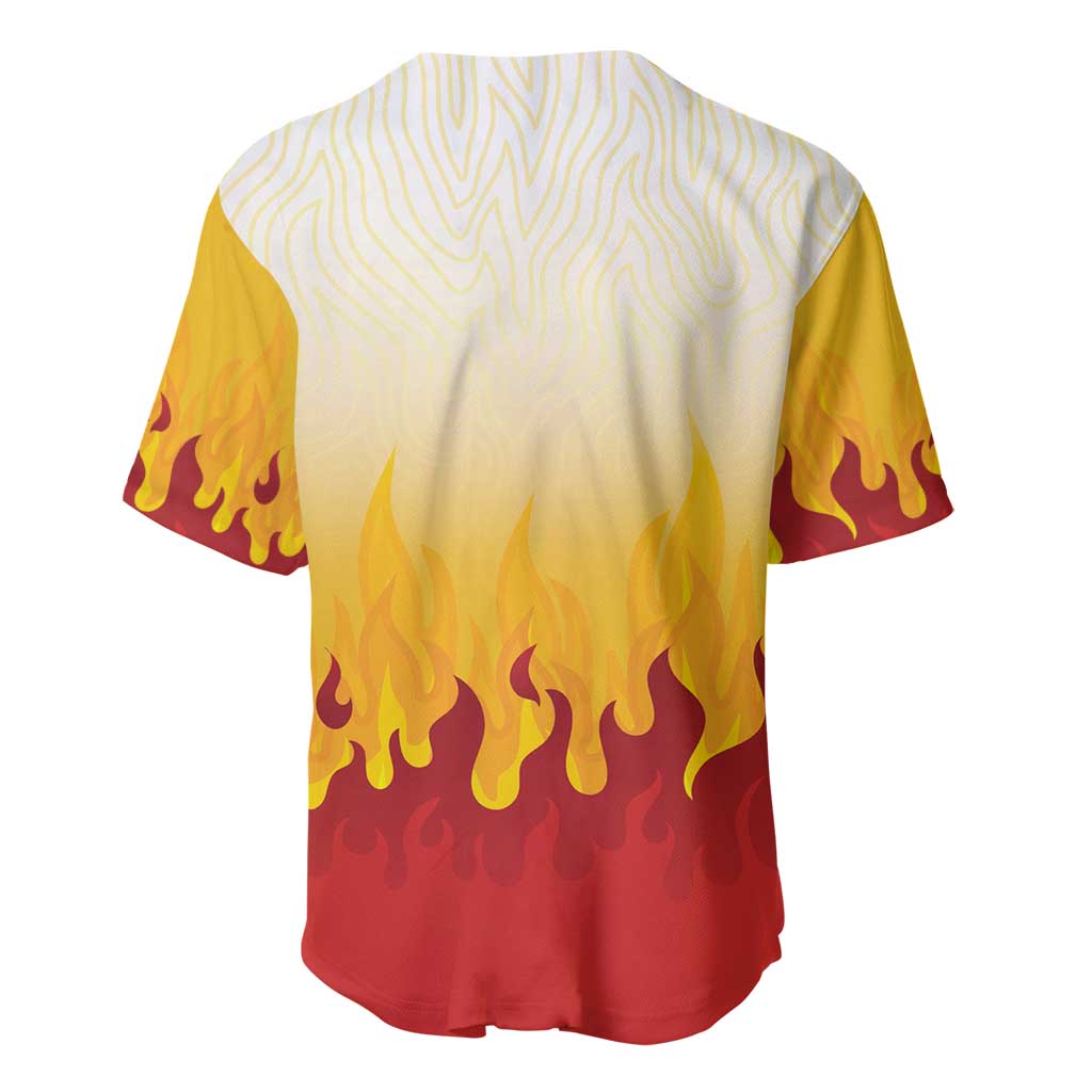 Japanese Kaen Pattern Baseball Jersey Flame Pillar Blazing Lion Heart - Wonder Print Shop