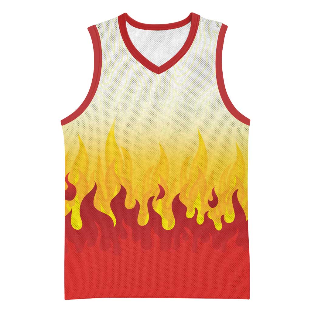 Japanese Kaen Pattern Basketball Jersey Flame Pillar Blazing Lion Heart - Wonder Print Shop