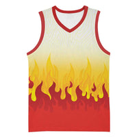 Japanese Kaen Pattern Basketball Jersey Flame Pillar Blazing Lion Heart - Wonder Print Shop