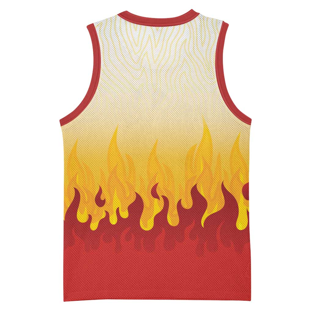 Japanese Kaen Pattern Basketball Jersey Flame Pillar Blazing Lion Heart - Wonder Print Shop