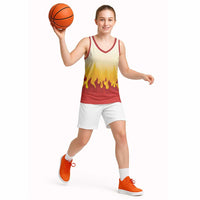 Japanese Kaen Pattern Basketball Jersey Flame Pillar Blazing Lion Heart - Wonder Print Shop
