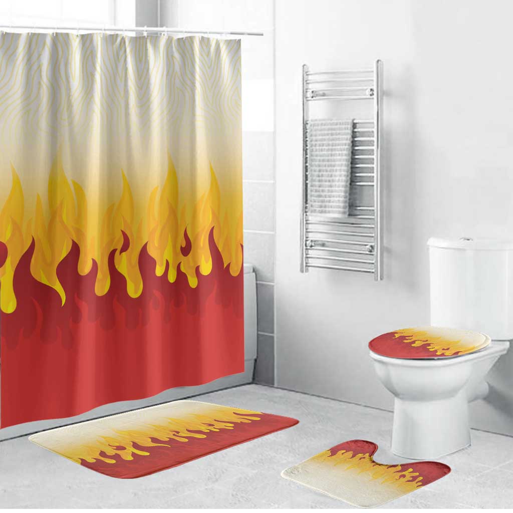 Japanese Kaen Pattern Bathroom Set Flame Pillar Blazing Lion Heart - Wonder Print Shop