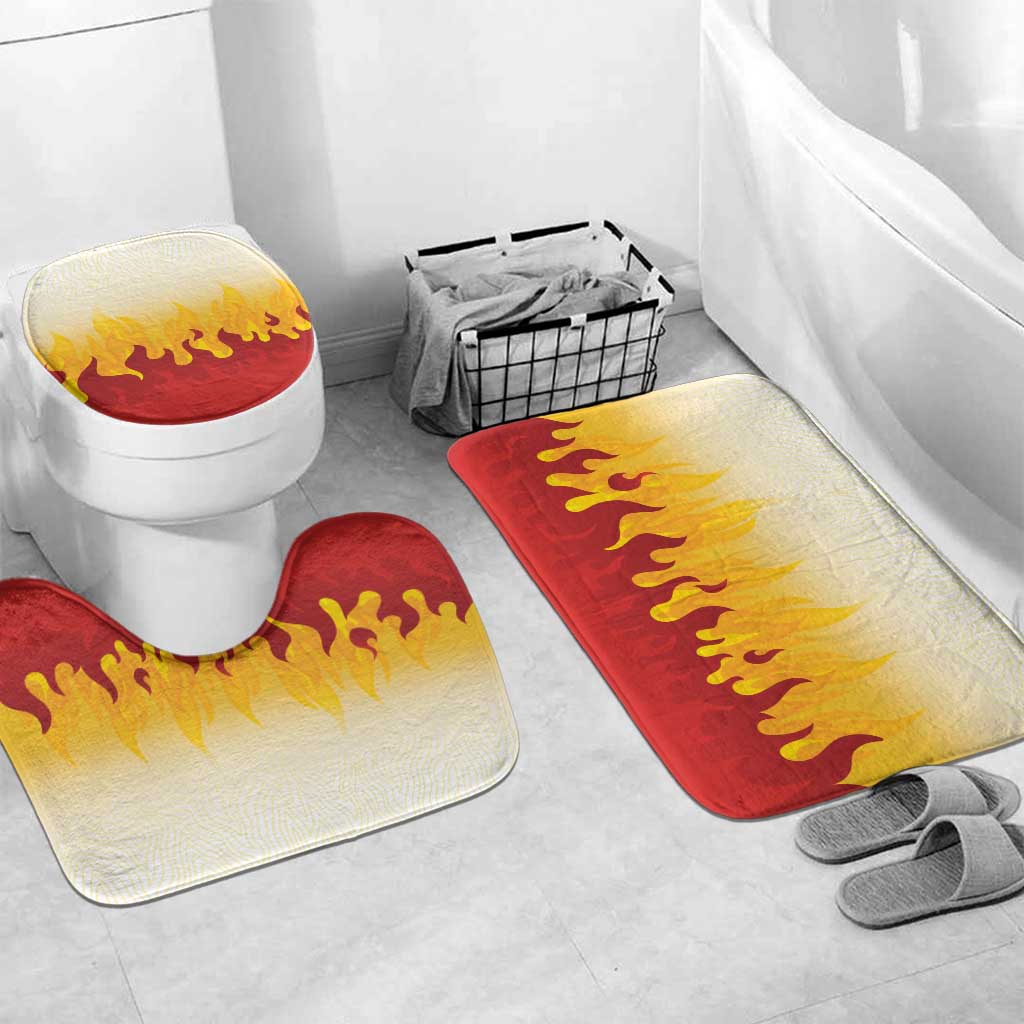 Japanese Kaen Pattern Bathroom Set Flame Pillar Blazing Lion Heart - Wonder Print Shop