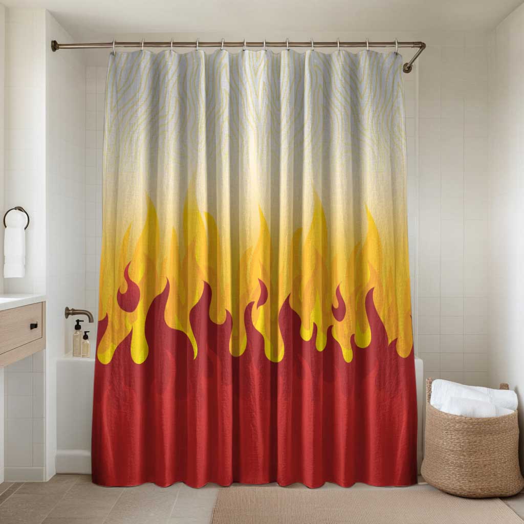 Japanese Kaen Pattern Bathroom Set Flame Pillar Blazing Lion Heart - Wonder Print Shop