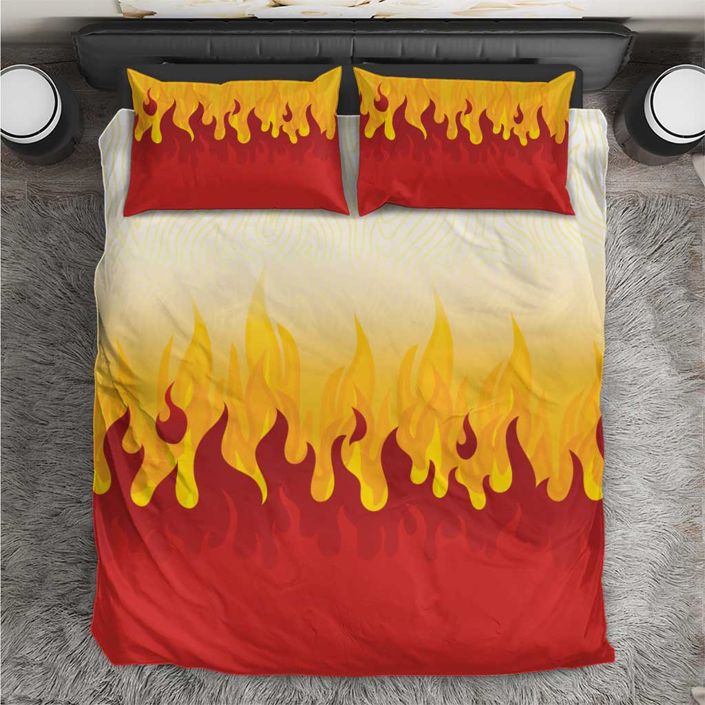 Japanese Kaen Pattern Bedding Set Flame Pillar Blazing Lion Heart - Wonder Print Shop