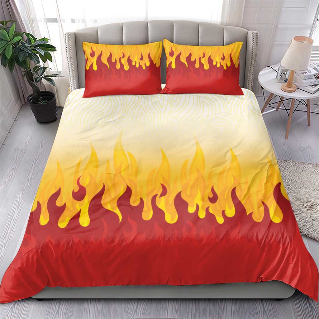 Japanese Kaen Pattern Bedding Set Flame Pillar Blazing Lion Heart - Wonder Print Shop