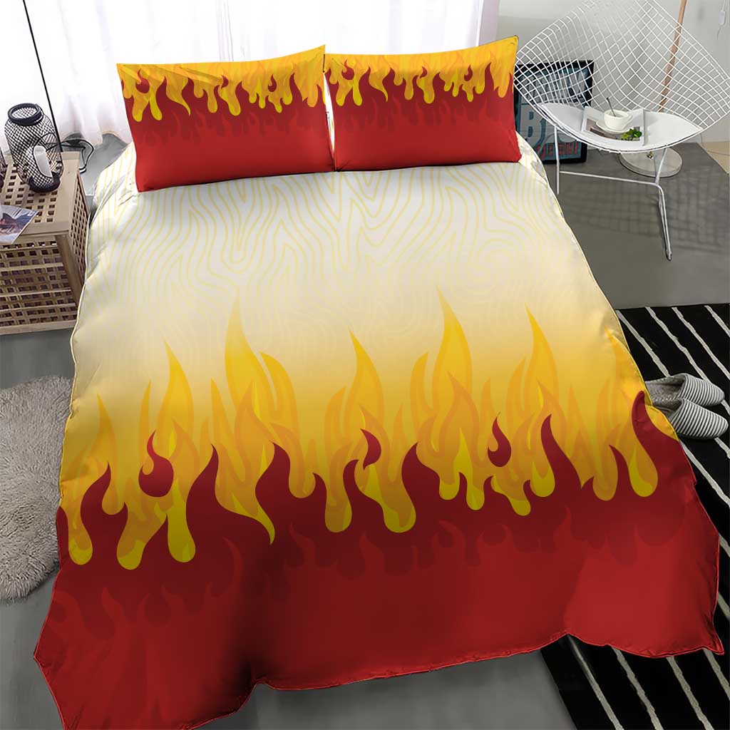 Japanese Kaen Pattern Bedding Set Flame Pillar Blazing Lion Heart - Wonder Print Shop