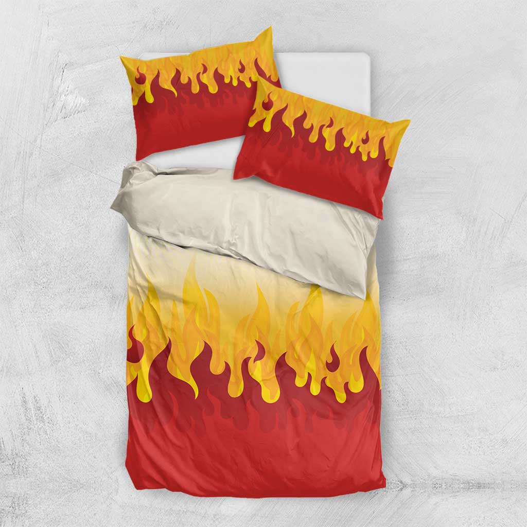 Japanese Kaen Pattern Bedding Set Flame Pillar Blazing Lion Heart - Wonder Print Shop