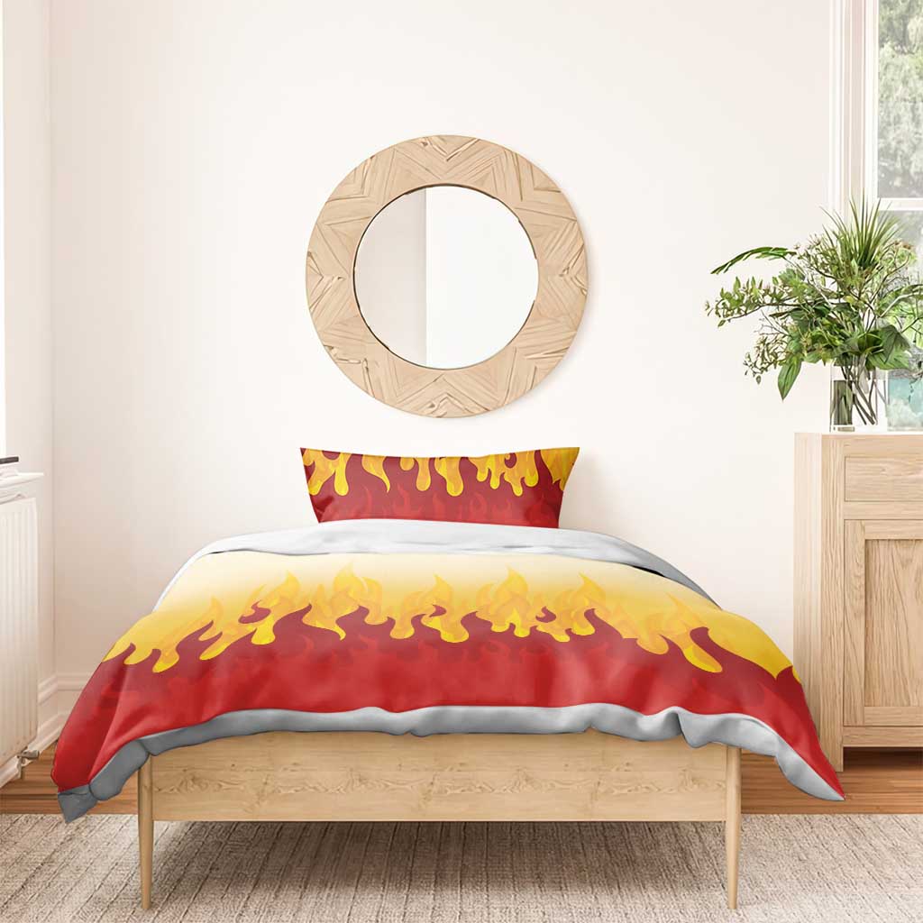 Japanese Kaen Pattern Bedding Set Flame Pillar Blazing Lion Heart - Wonder Print Shop