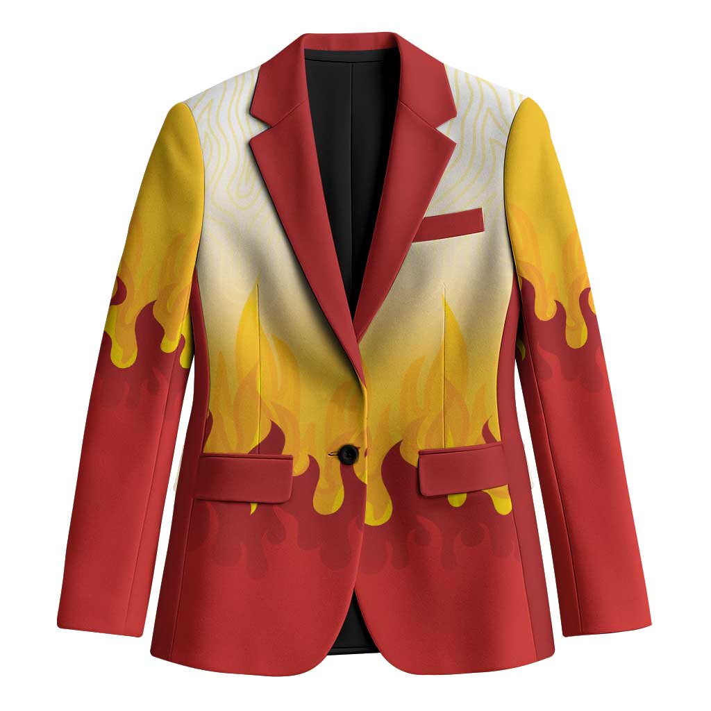 Japanese Kaen Pattern Blazer Flame Pillar Blazing Lion Heart - Wonder Print Shop