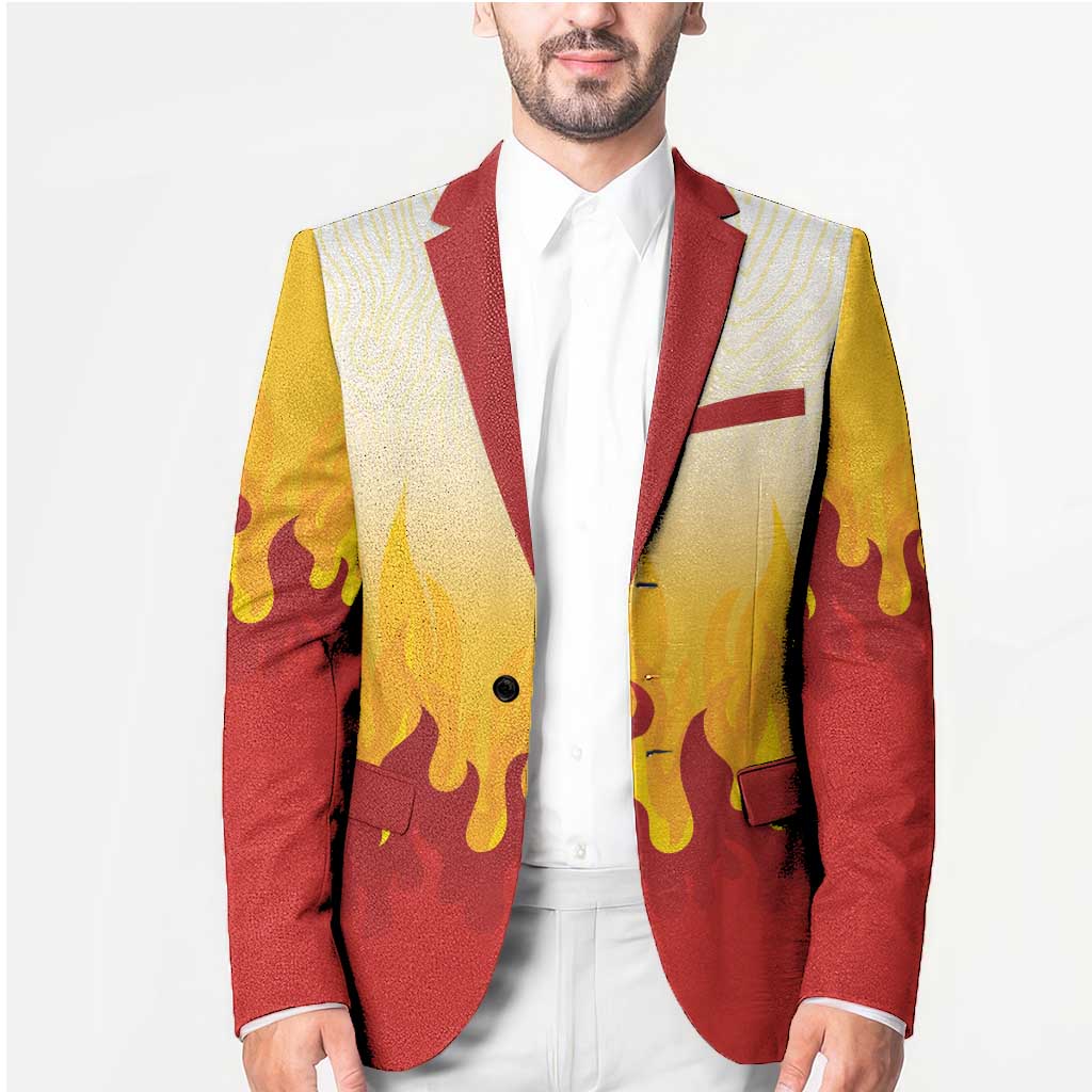 Japanese Kaen Pattern Blazer Flame Pillar Blazing Lion Heart - Wonder Print Shop