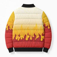 Japanese Kaen Pattern Bomber Puffer Jacket Flame Pillar Blazing Lion Heart - Wonder Print Shop