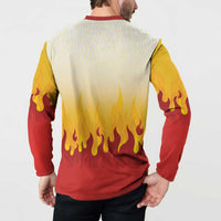Japanese Kaen Pattern Button Sweatshirt Flame Pillar Blazing Lion Heart - Wonder Print Shop