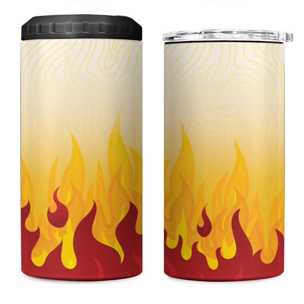 Japanese Kaen Pattern 4 in 1 Can Cooler Tumbler Flame Pillar Blazing Lion Heart - Wonder Print Shop