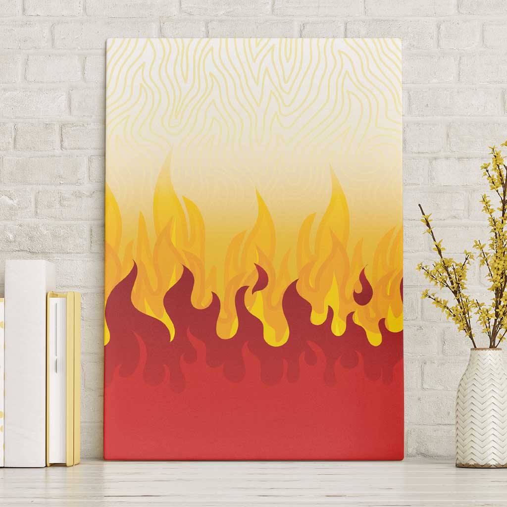 Japanese Kaen Pattern Canvas Wall Art Flame Pillar Blazing Lion Heart - Wonder Print Shop