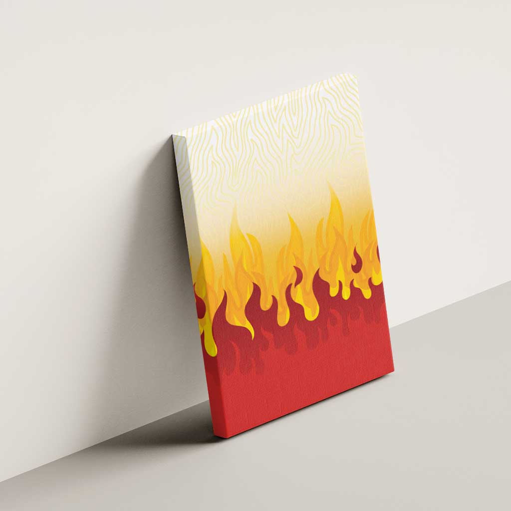 Japanese Kaen Pattern Canvas Wall Art Flame Pillar Blazing Lion Heart - Wonder Print Shop