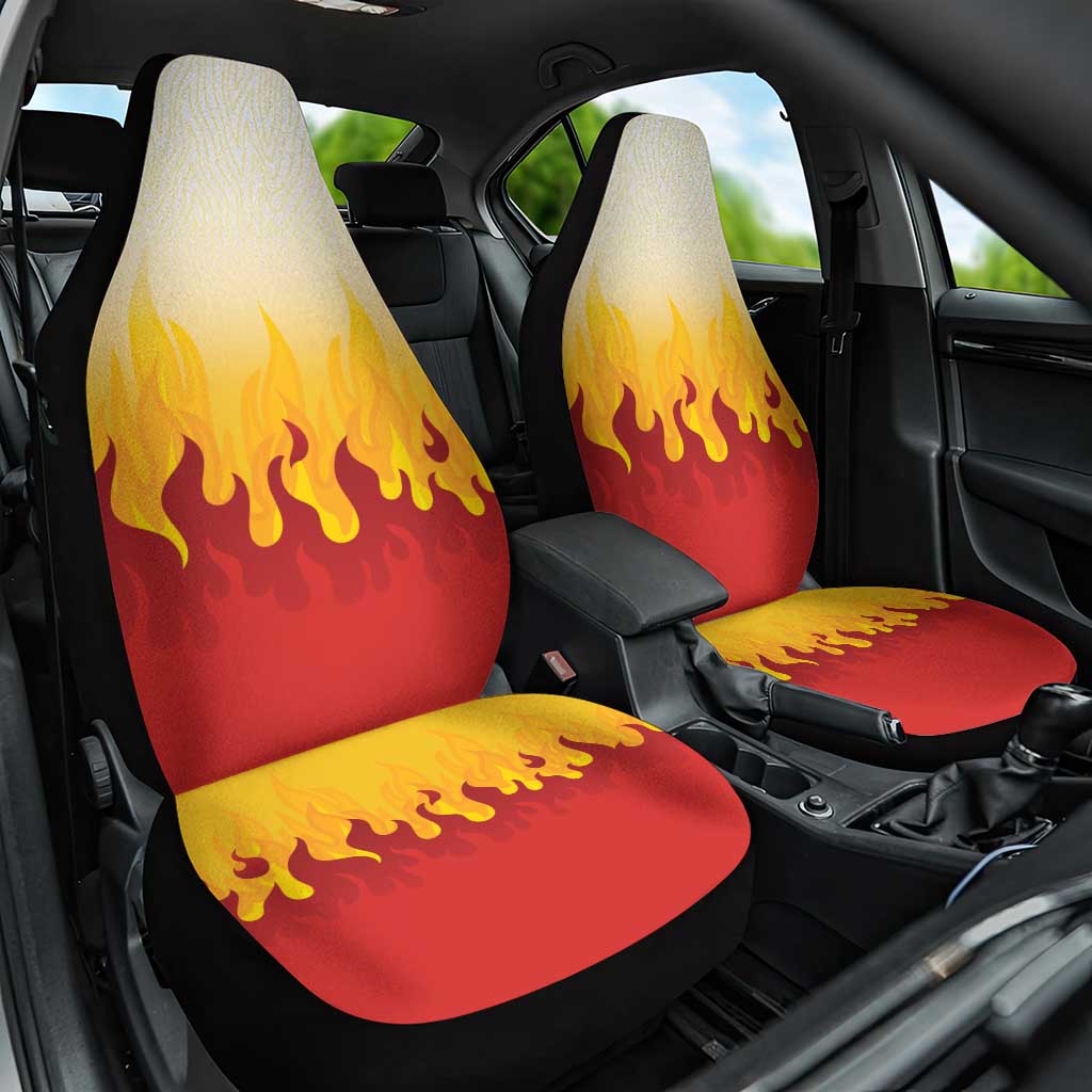 Japanese Kaen Pattern Car Seat Cover Flame Pillar Blazing Lion Heart - Wonder Print Shop