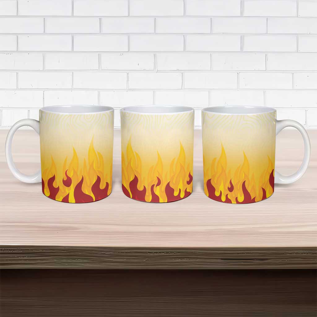 Japanese Kaen Pattern Ceramic Mug Flame Pillar Blazing Lion Heart - Wonder Print Shop