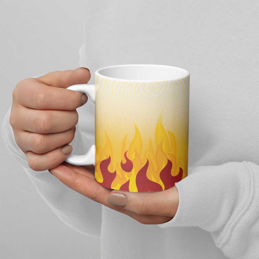 Japanese Kaen Pattern Ceramic Mug Flame Pillar Blazing Lion Heart - Wonder Print Shop