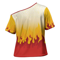 Japanese Kaen Pattern Cross Shoulder Shirt Flame Pillar Blazing Lion Heart - Wonder Print Shop