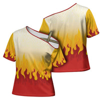 Japanese Kaen Pattern Cross Shoulder Shirt Flame Pillar Blazing Lion Heart - Wonder Print Shop