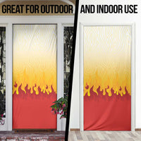 Japanese Kaen Pattern Door Cover Flame Pillar Blazing Lion Heart - Wonder Print Shop