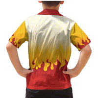 Japanese Kaen Pattern Family Matching Mermaid Dress and Hawaiian Shirt Flame Pillar Blazing Lion Heart - Wonder Print Shop