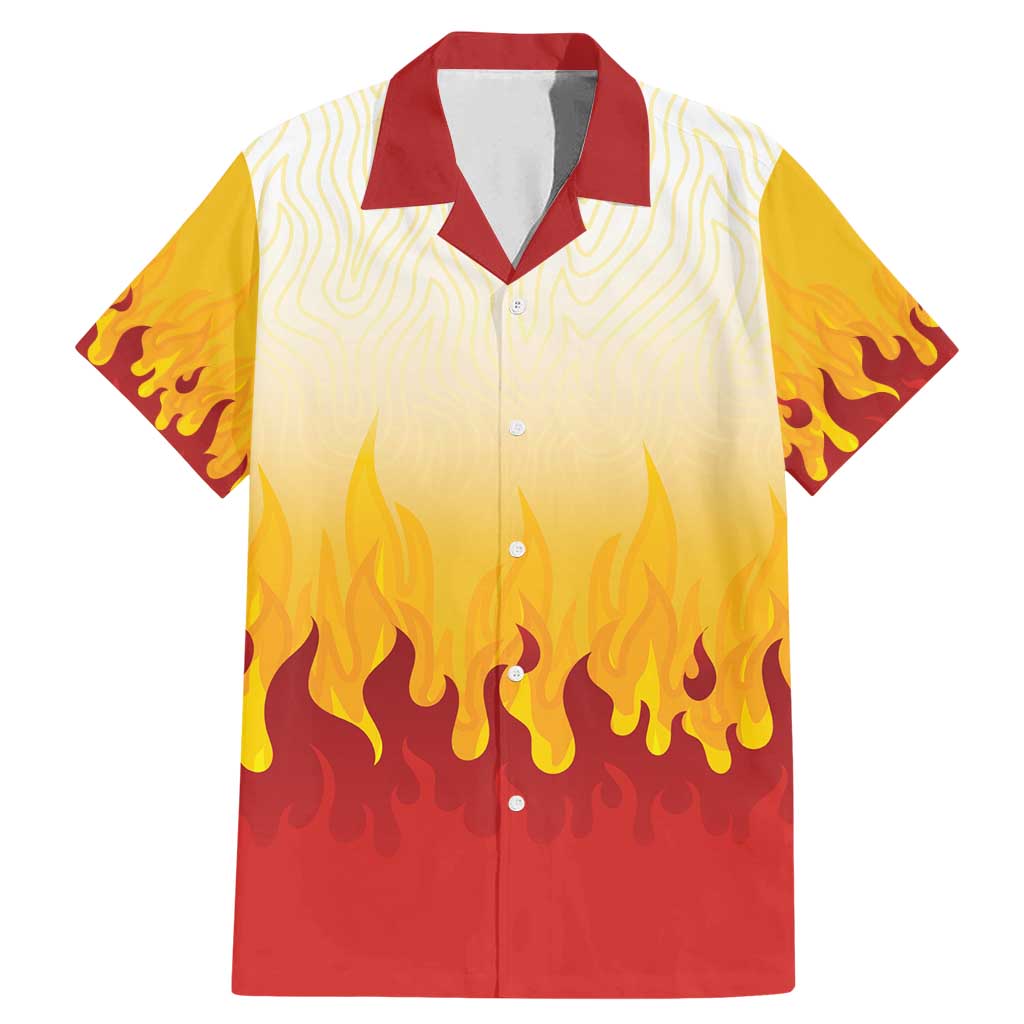 Japanese Kaen Pattern Family Matching Mermaid Dress and Hawaiian Shirt Flame Pillar Blazing Lion Heart - Wonder Print Shop