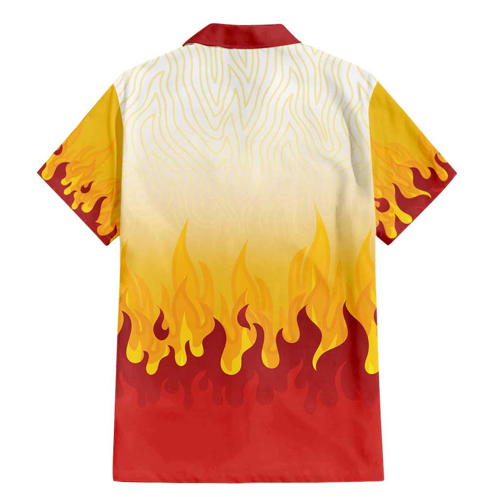 Japanese Kaen Pattern Family Matching Mermaid Dress and Hawaiian Shirt Flame Pillar Blazing Lion Heart - Wonder Print Shop