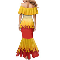Japanese Kaen Pattern Family Matching Mermaid Dress and Hawaiian Shirt Flame Pillar Blazing Lion Heart - Wonder Print Shop