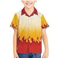 Japanese Kaen Pattern Family Matching Mermaid Dress and Hawaiian Shirt Flame Pillar Blazing Lion Heart - Wonder Print Shop