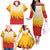 Japanese Kaen Pattern Family Matching Off The Shoulder Long Sleeve Dress and Hawaiian Shirt Flame Pillar Blazing Lion Heart - Wonder Print Shop