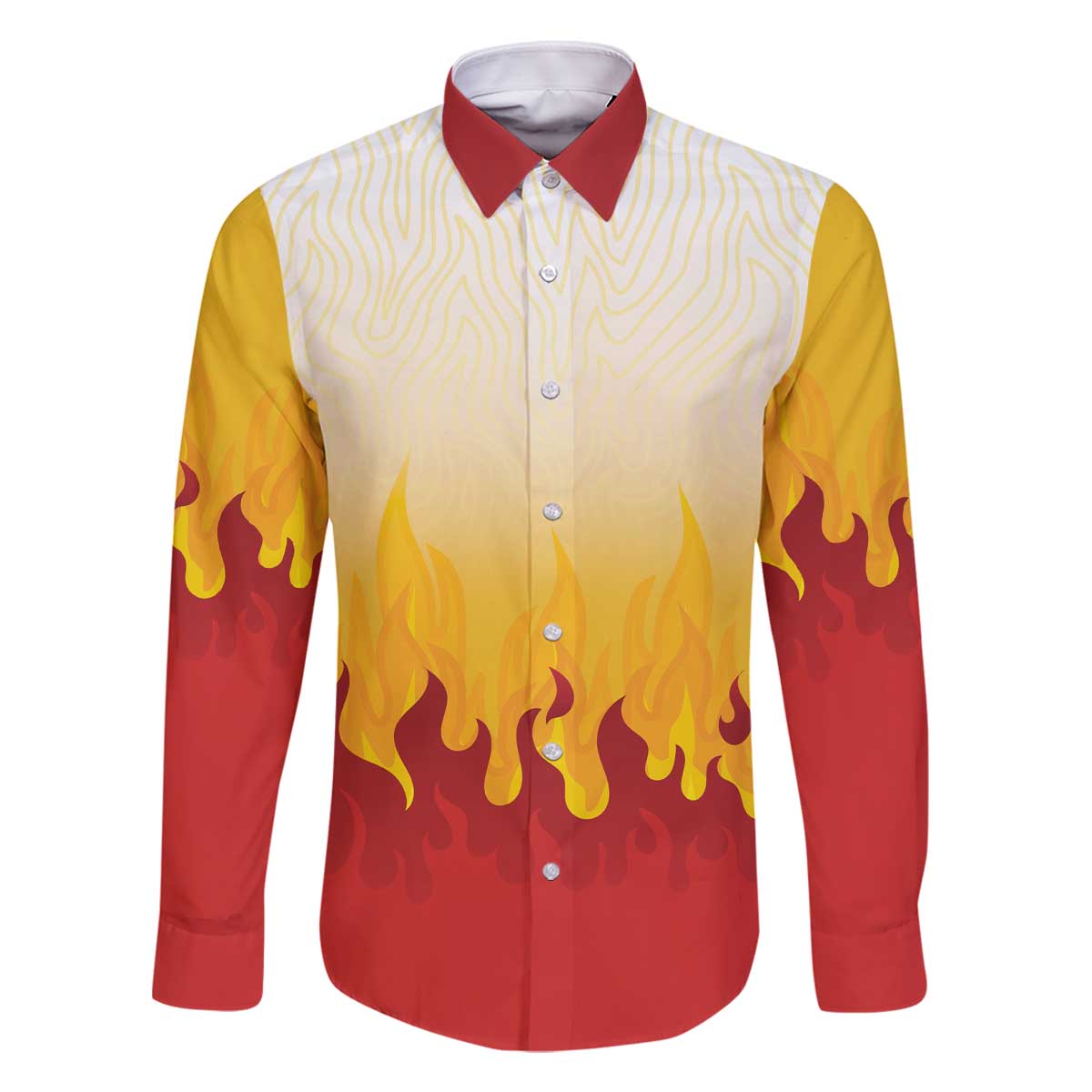 Japanese Kaen Pattern Family Matching Off The Shoulder Long Sleeve Dress and Hawaiian Shirt Flame Pillar Blazing Lion Heart - Wonder Print Shop