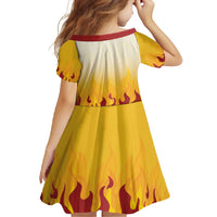 Japanese Kaen Pattern Family Matching Off Shoulder Maxi Dress and Hawaiian Shirt Flame Pillar Blazing Lion Heart - Wonder Print Shop