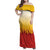 Japanese Kaen Pattern Family Matching Off Shoulder Maxi Dress and Hawaiian Shirt Flame Pillar Blazing Lion Heart - Wonder Print Shop