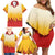 Japanese Kaen Pattern Family Matching Off Shoulder Short Dress and Hawaiian Shirt Flame Pillar Blazing Lion Heart - Wonder Print Shop