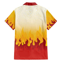 Japanese Kaen Pattern Family Matching Puletasi and Hawaiian Shirt Flame Pillar Blazing Lion Heart - Wonder Print Shop