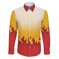 Japanese Kaen Pattern Family Matching Puletasi and Hawaiian Shirt Flame Pillar Blazing Lion Heart - Wonder Print Shop