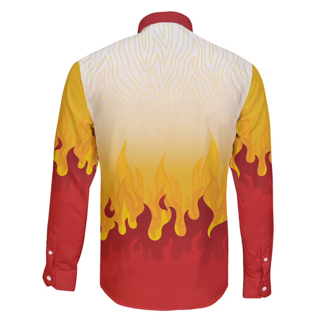 Japanese Kaen Pattern Family Matching Puletasi and Hawaiian Shirt Flame Pillar Blazing Lion Heart - Wonder Print Shop