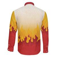 Japanese Kaen Pattern Family Matching Puletasi and Hawaiian Shirt Flame Pillar Blazing Lion Heart - Wonder Print Shop