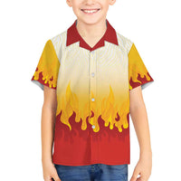 Japanese Kaen Pattern Family Matching Short Sleeve Bodycon Dress and Hawaiian Shirt Flame Pillar Blazing Lion Heart - Wonder Print Shop
