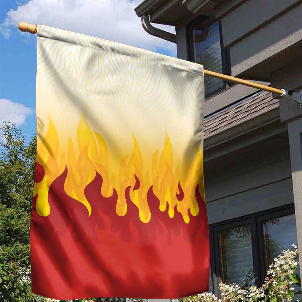 Japanese Kaen Pattern Garden Flag Flame Pillar Blazing Lion Heart - Wonder Print Shop